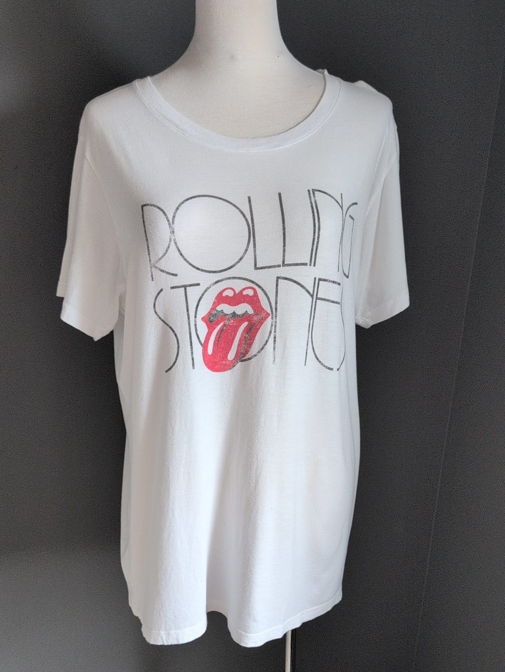 LetLuv Rolling Stones White Graphic Tee Medium